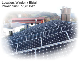 Photovoltaik Referenzanlage Winden Elztal 77,26 kWp build by Antaris